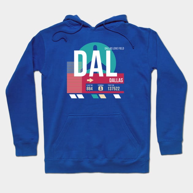 Dallas, Texas (DAL) Airport Code Baggage Tag Hoodie by SLAG_Creative